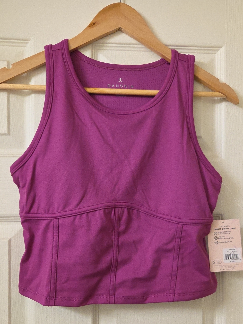 Danskin Bright Magenta Support Crop Tank Small Lined NWT